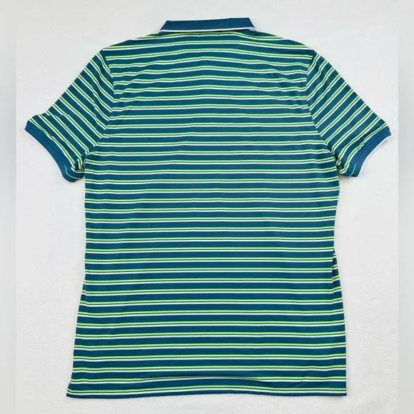 G/Fore Men’s XL Blue Green Stripe Tech Golf Prep Performance Jersey Polo Shirt - Picture 9 of 11